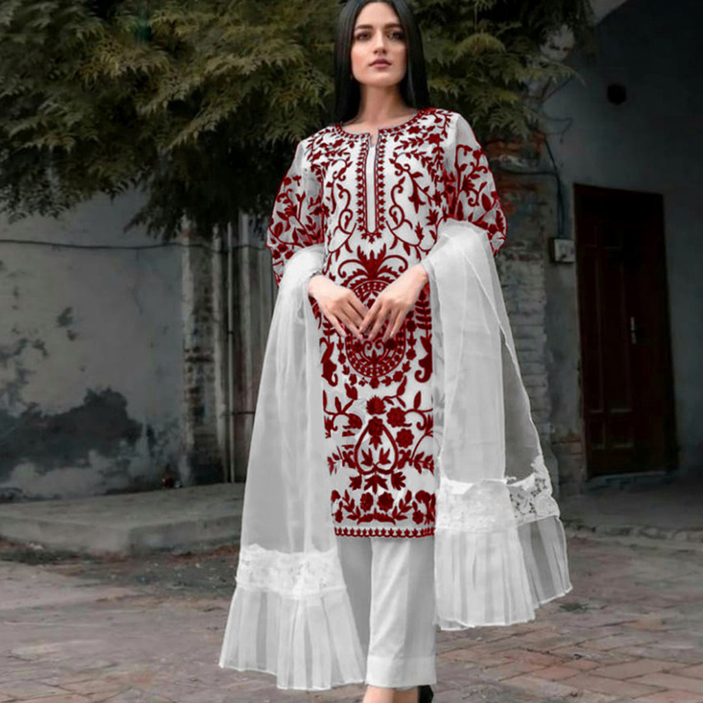 Classic Embroidered Semi Stitched 3 PC