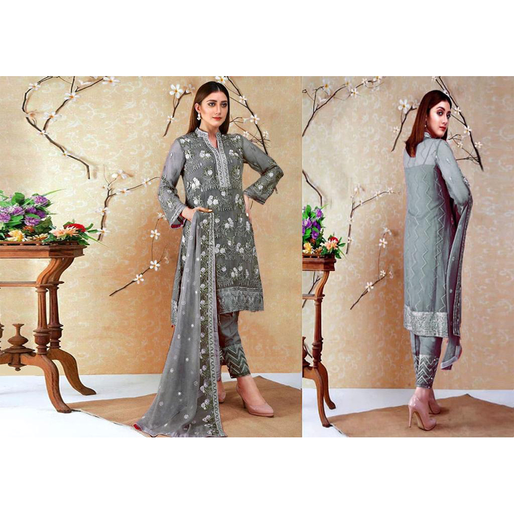 Heavily Embroidered Georgette Three Pieces