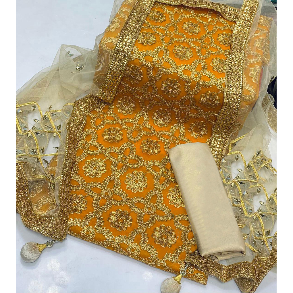 Charmingly Designed Semi Stitched Embroidered 3 PC