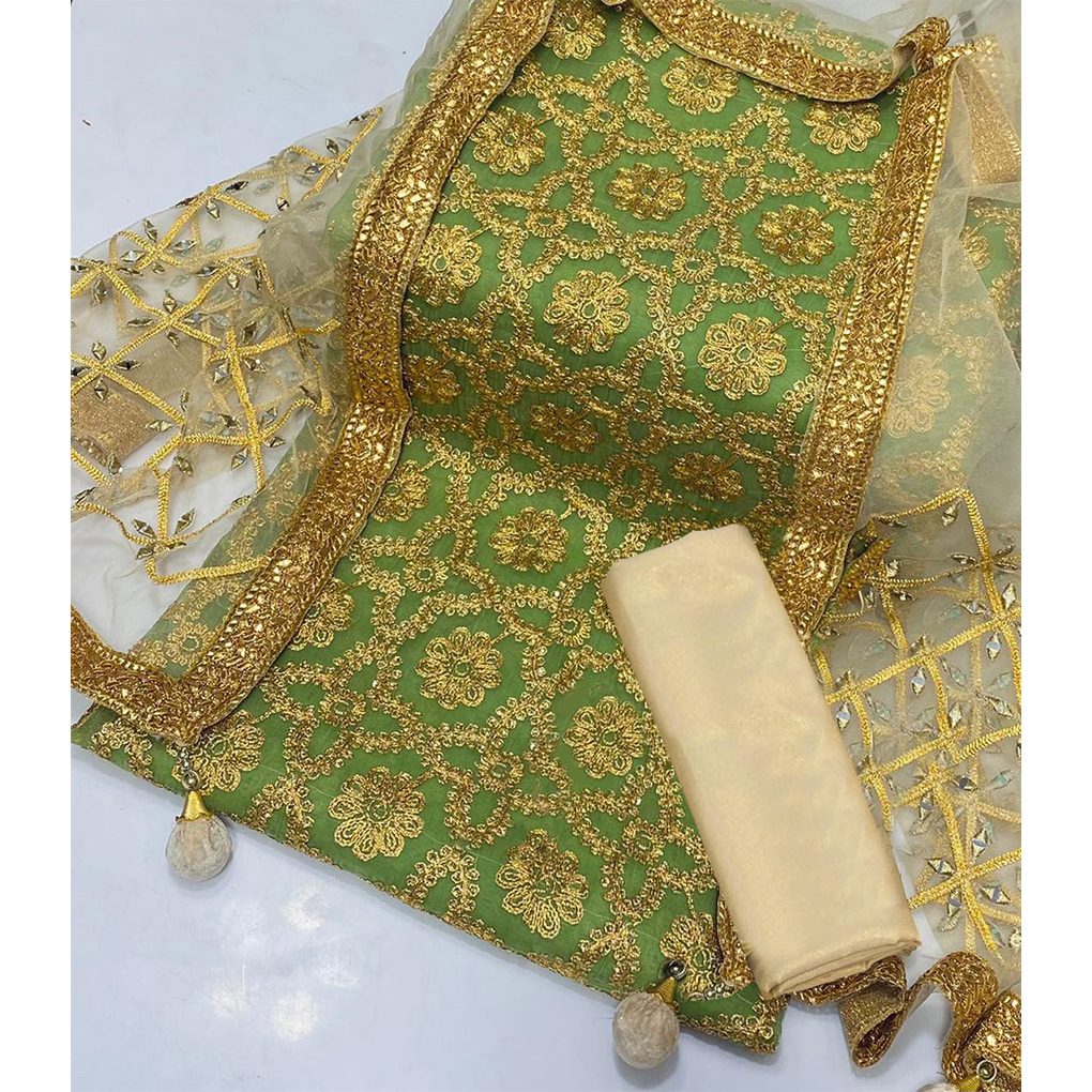 Charmingly Designed Semi Stitched Embroidered 3 PC