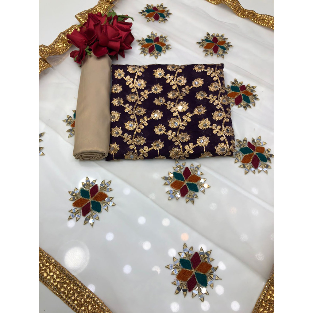 Gorgeously Embroidered Georgette Three Pieces