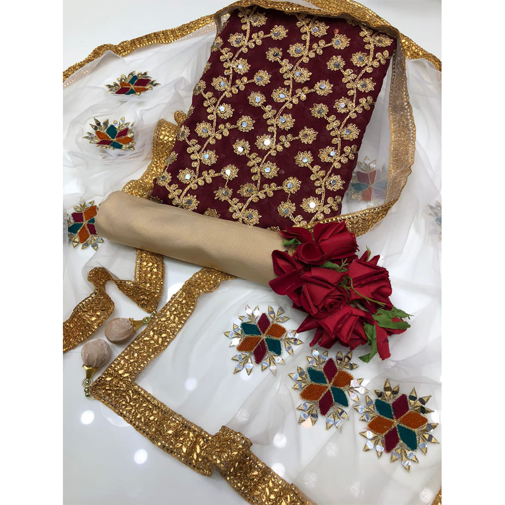 Gorgeously Embroidered Georgette Three Pieces