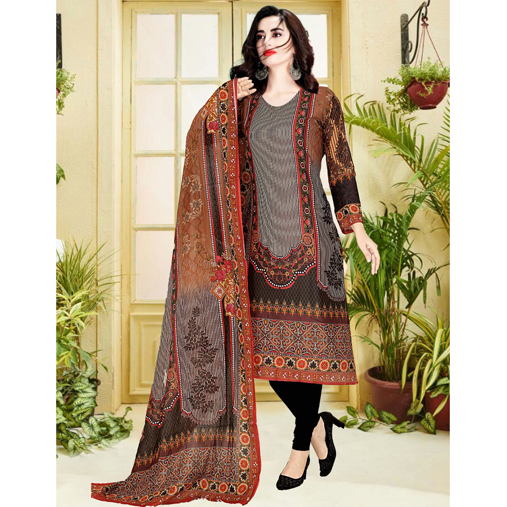 Genuine Cotton Digital Printed Unstitched Lon 3 Piece