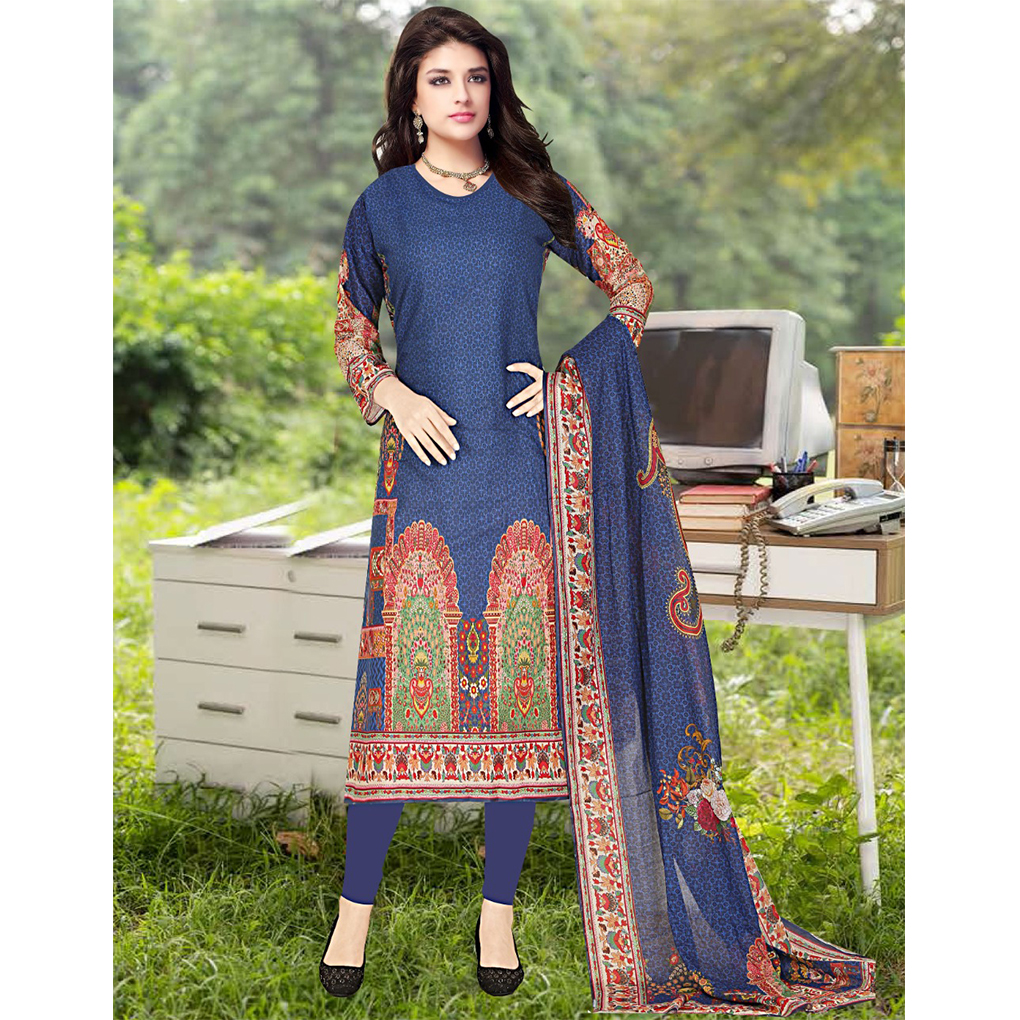 Genuine Cotton Digital Printed Unstitched Lon 3 Piece